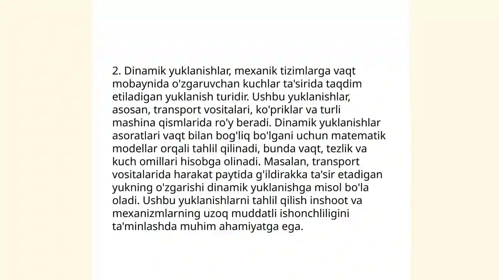 Inshoot qismlariga qóyiladigan tashqi kuchlar tasirining asosiy kõrinishlari va ular tasiridan hosil bóladigan deformatsiyalar 4