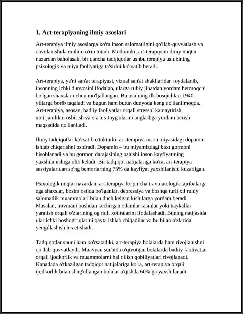 ARTTRERAPIYA FANINING ILMIY NAZARIY ASOSLARI. MAKTABGACHA YOSHDAGI BOLALAR BILAN ARTTRERAPIYA OLIB BORISHNING NAZARIY ASOSLARI 4