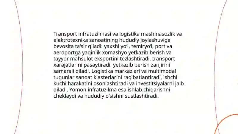 Mashinasozlik va elektrotexnika sanoatining hududiy tashkil etish ahamiyati 4