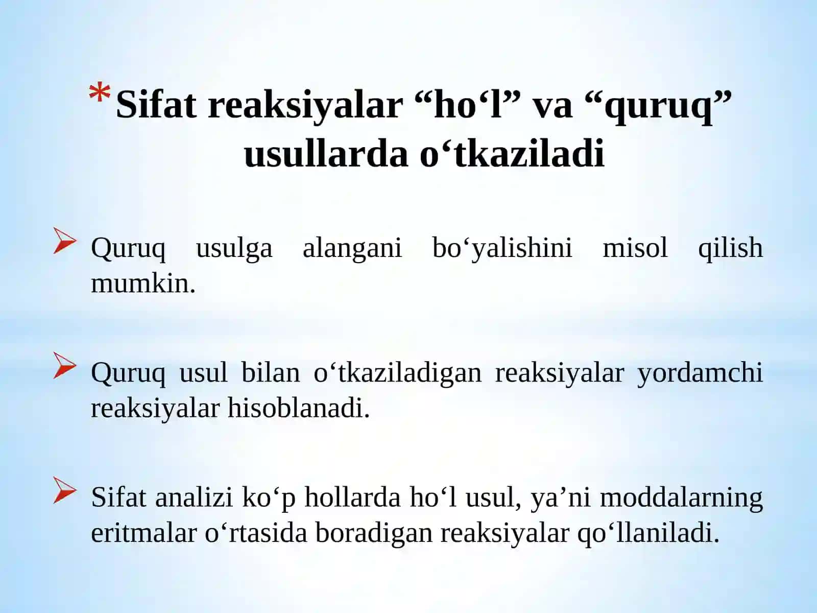 Sifat reaksiyalarini o'tkazish 4