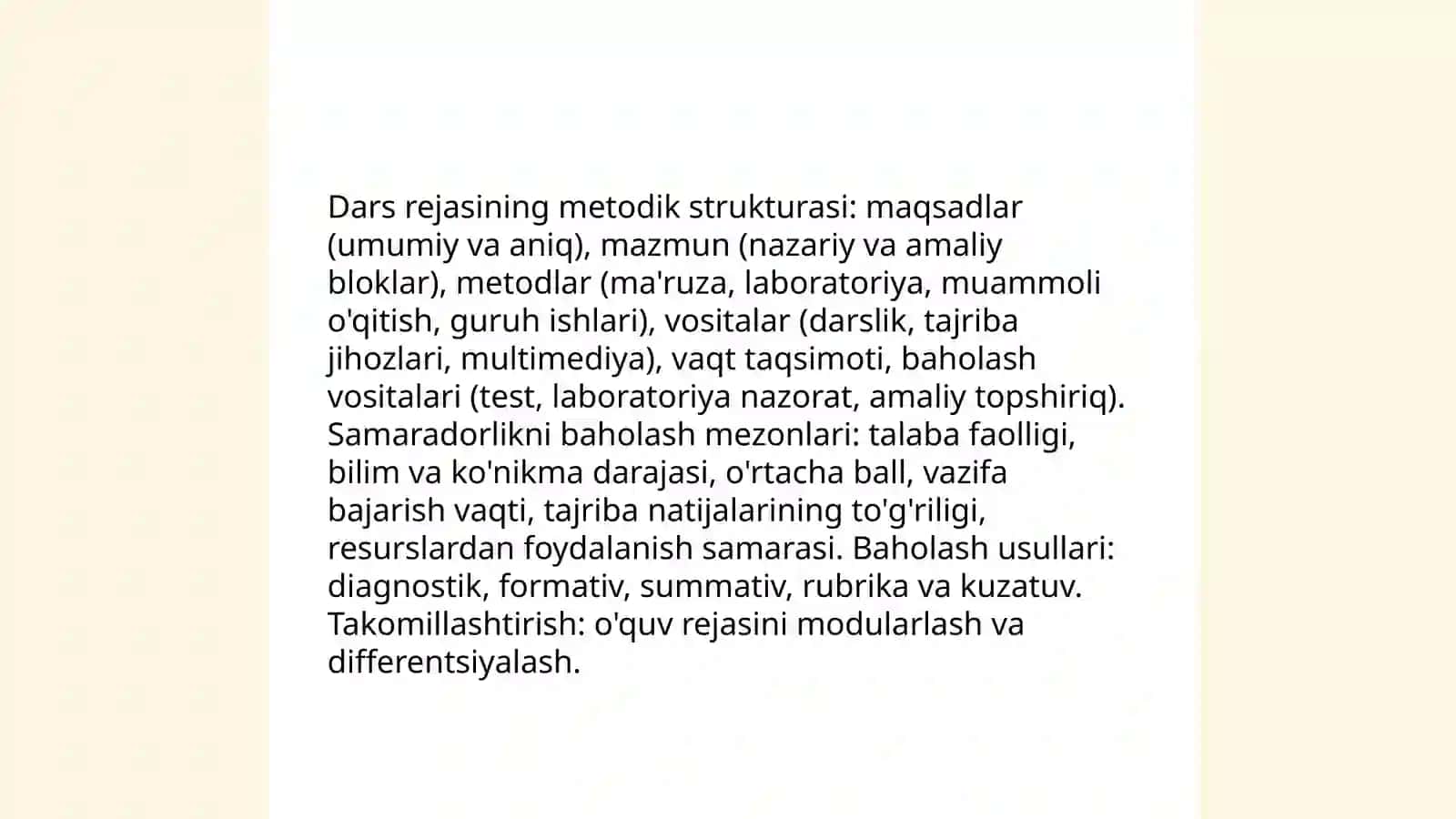 Kimyo darslarini analiz qilish va uni takomillashtirish metodikasi 4