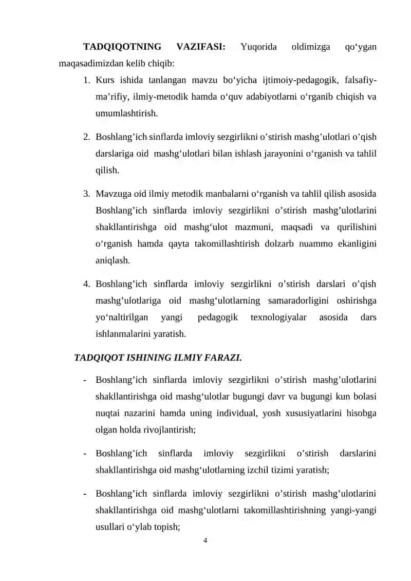 BOSHLANG'ICH TA'LIMDA ONA TILI O'QITISHNING MILLIY O'QUY DASTURI 4