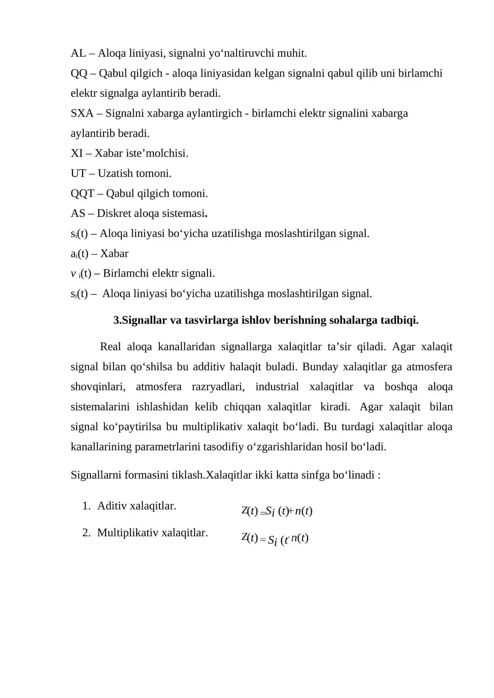 Statistik signalni qayta ishlash 4