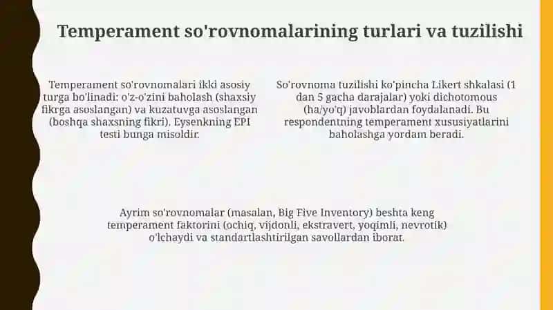 Soʻrovnomalar asosida temperamentni aniqlash 4
