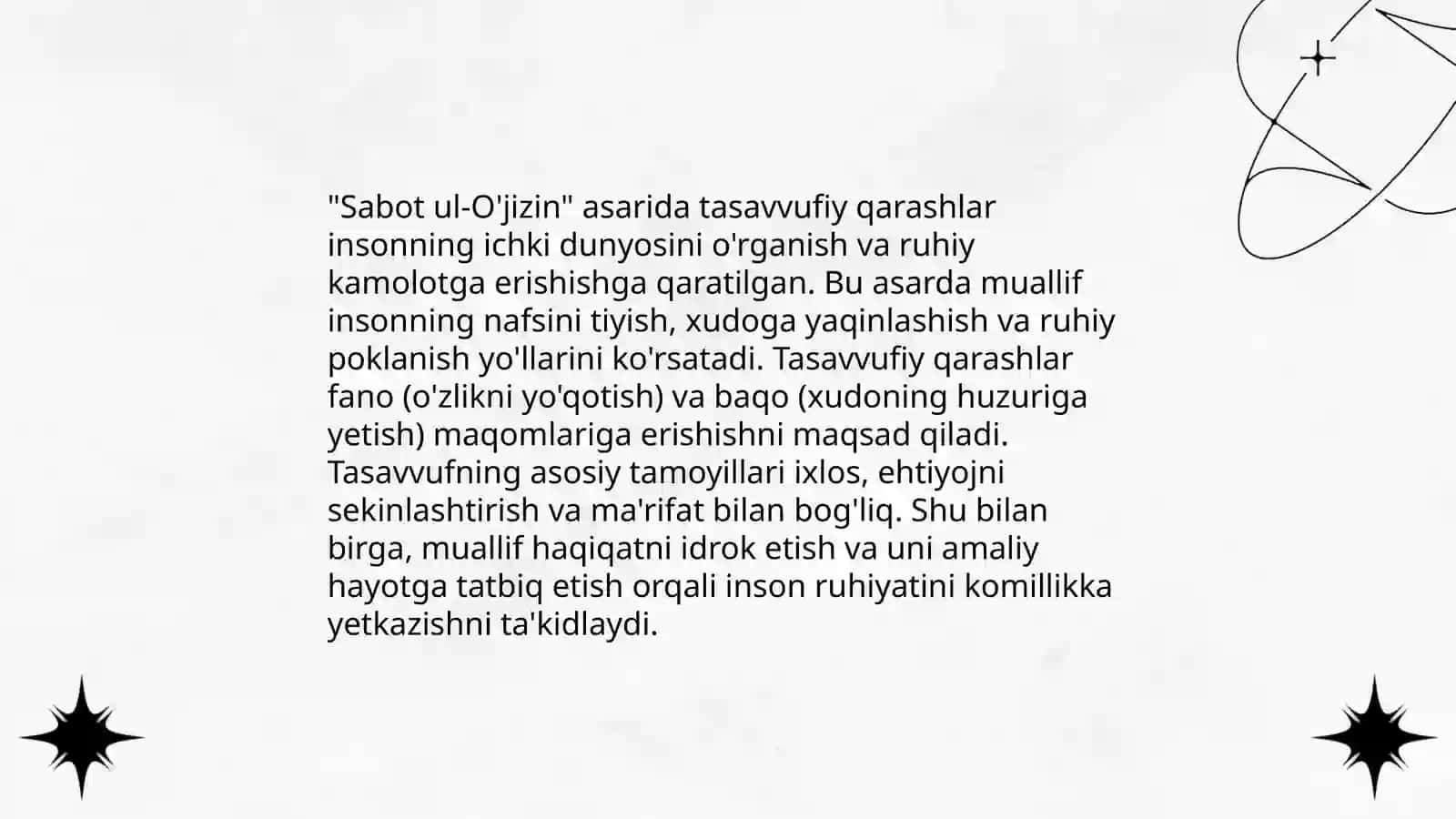 Sabot ul ojizin asarida eʼtiqod masalalari. Tariqatlar silsilasi 4