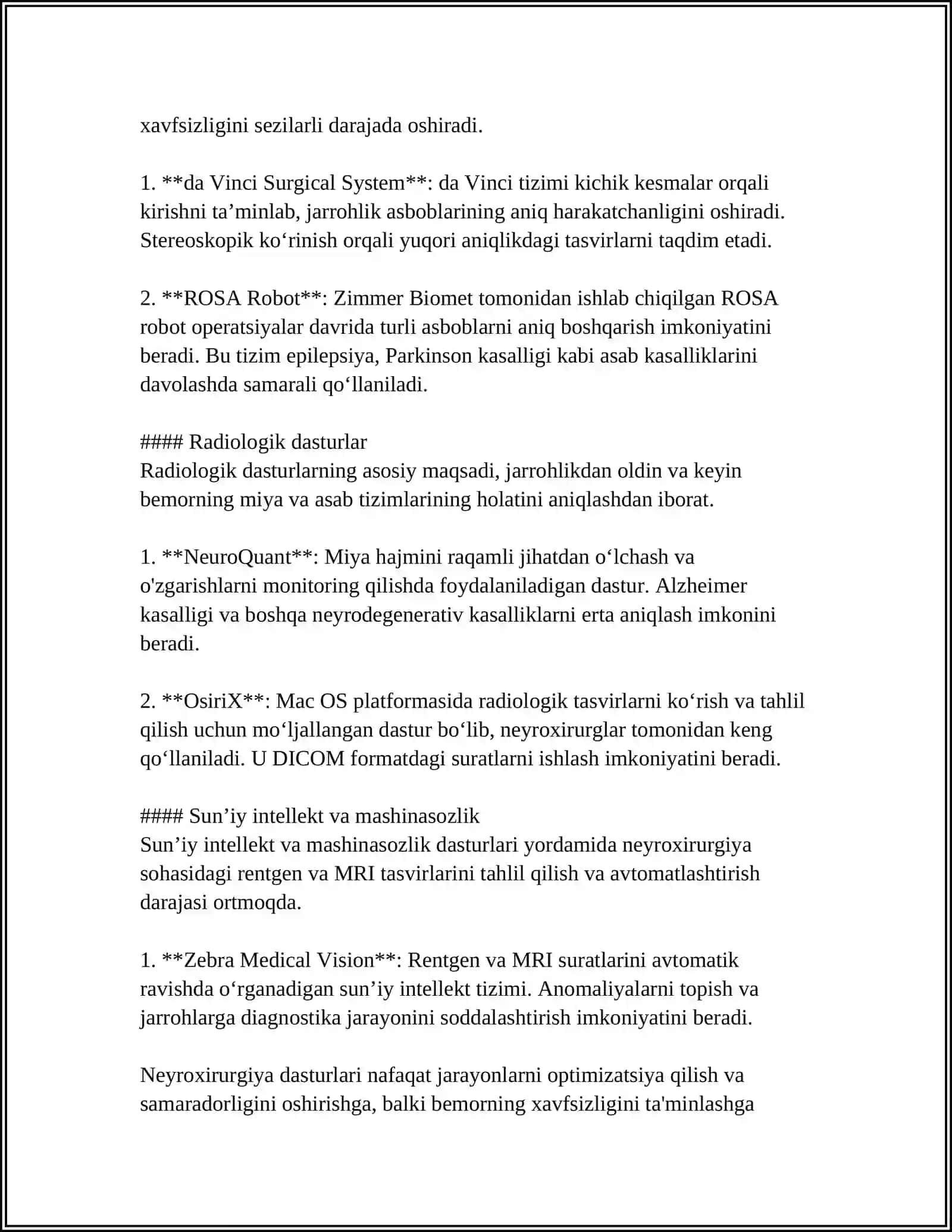 NERVOXIRURGIYA VA NEVROLOGIYA BUYICHA FOYDALANGAN DASTURLARNI OLISH 4