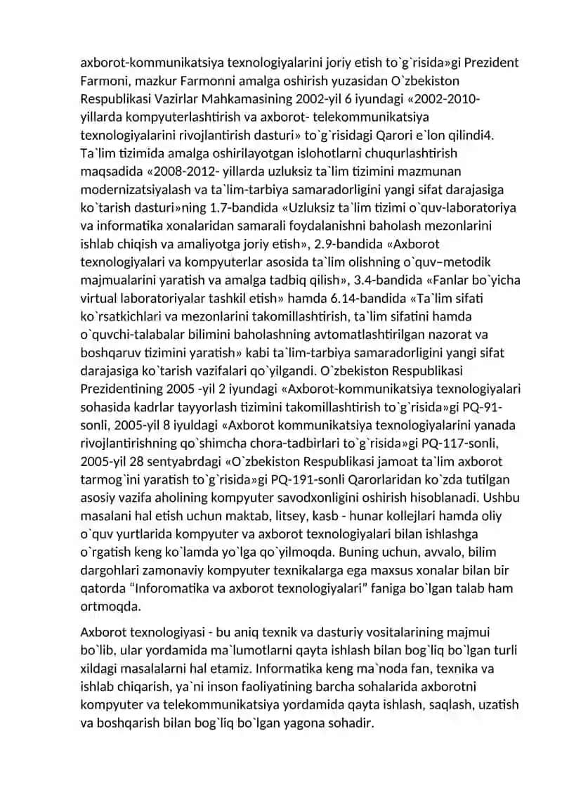 "Iqitisodiyotda axborot texnologiyalari. Dasturiy ta’minot." 4