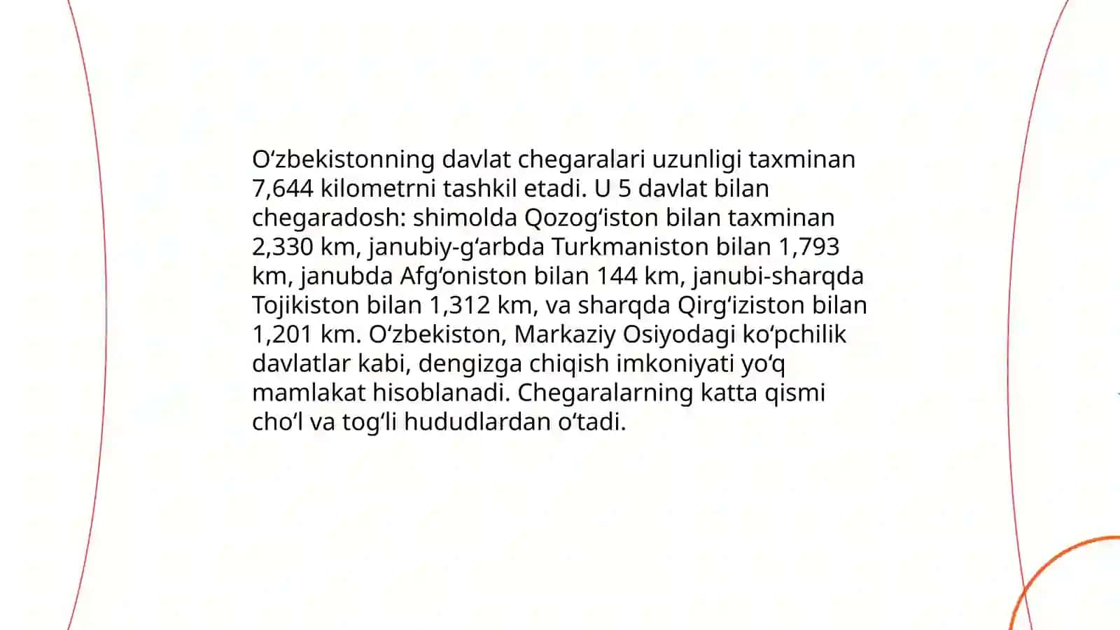 O‘zbekiston Respublikasining yer sharida joylashish o‘rni va tabiati 4