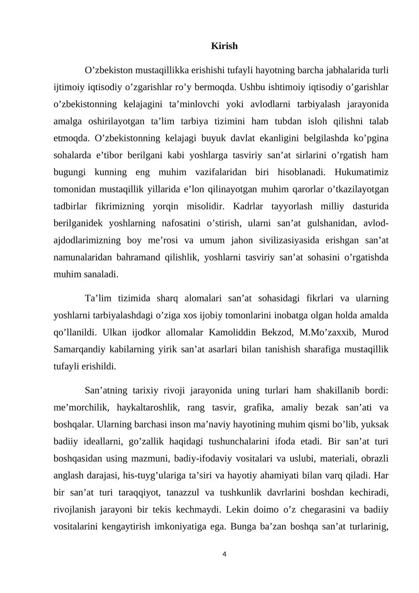 Yurtim jamoli” (mustaqillik davrida ) kompozitsiya bajarish. Diplom ishi. Kurs ishi 4
