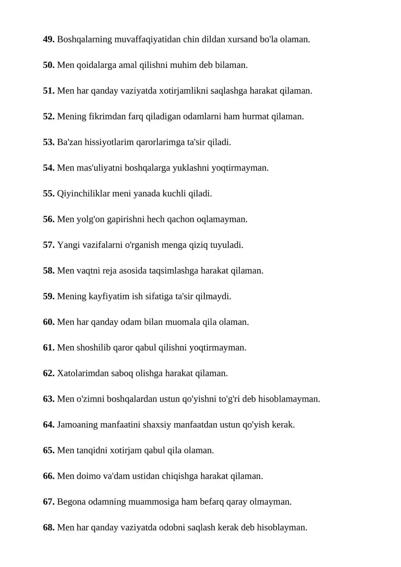 ISHKI ISHLARGA KIRUVCHILAR USHUN TESTLAR TOPLAMI 4