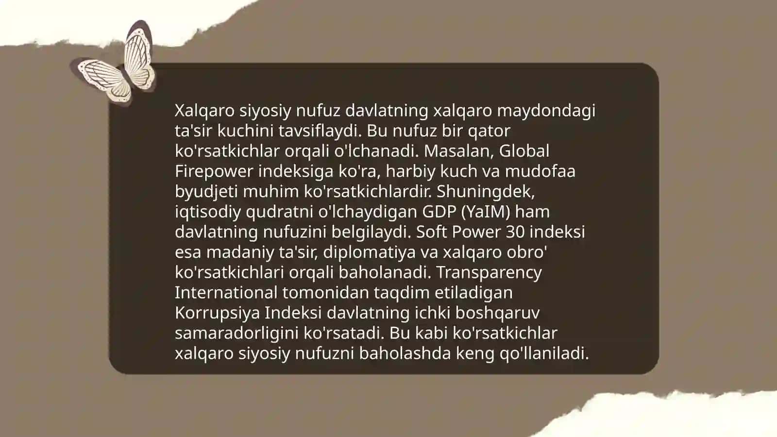 O'zbekistonni xalqaro reytinglardagi ko’rsatkichlarini ko'tarishning tarixiy va siyosiy ahamiyati 4