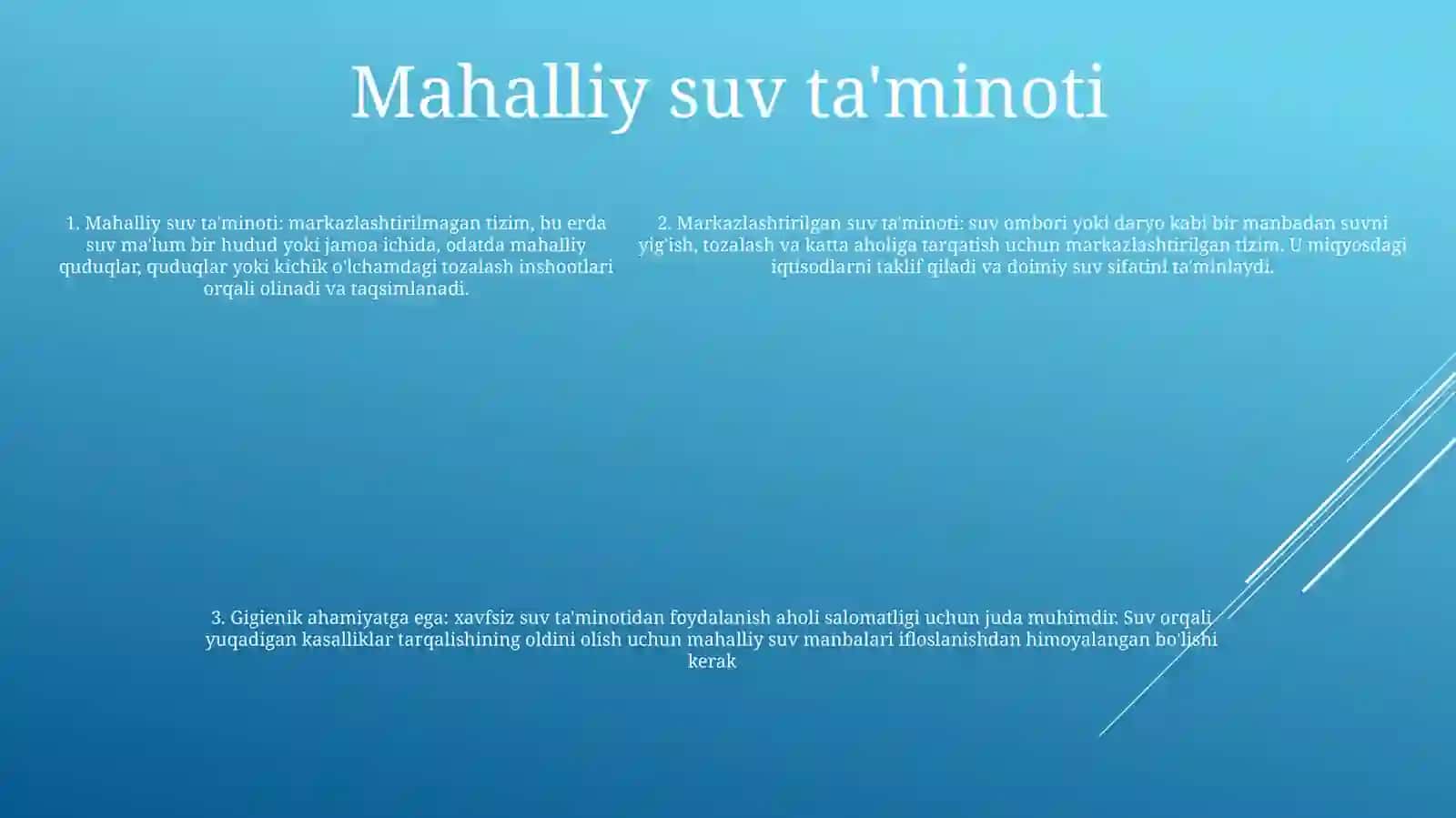 Mahalliy Va Markazlashgan Suv Ta'Minoti Haqida Tushuncha Ularning Gigiyenik Ahamiyati 4