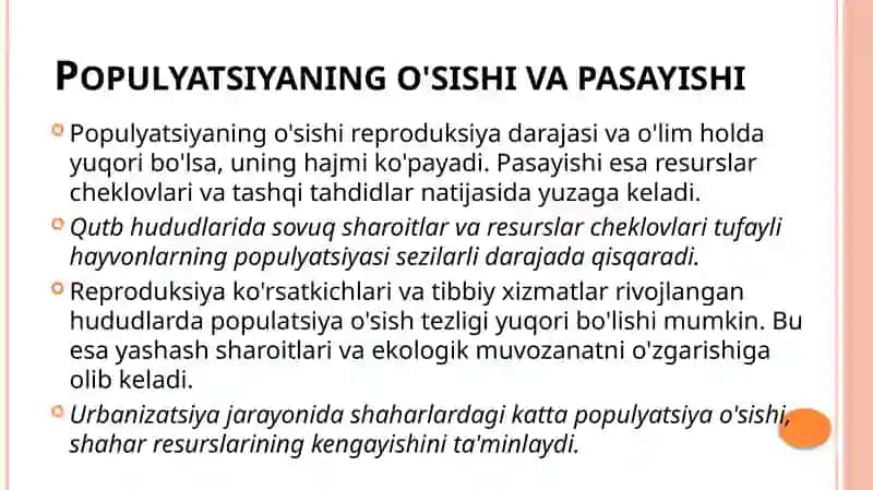 Populyasiya haqida talimot 4