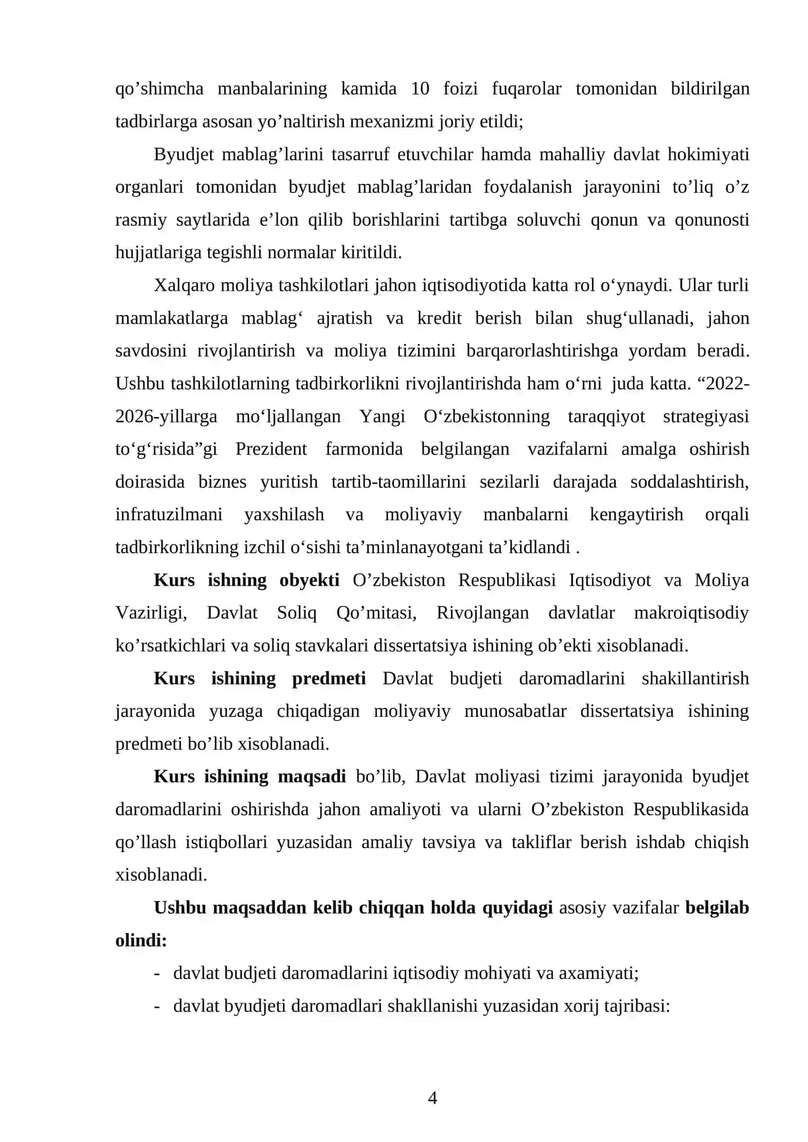 O’zbekiston Respublikasida budjet-soliq siyosatining zamonaviy dolzarb muammolari va ularning yechimlari 4