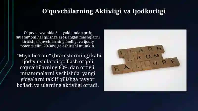 Muammoni hal qilishni o’rganish modeli 4