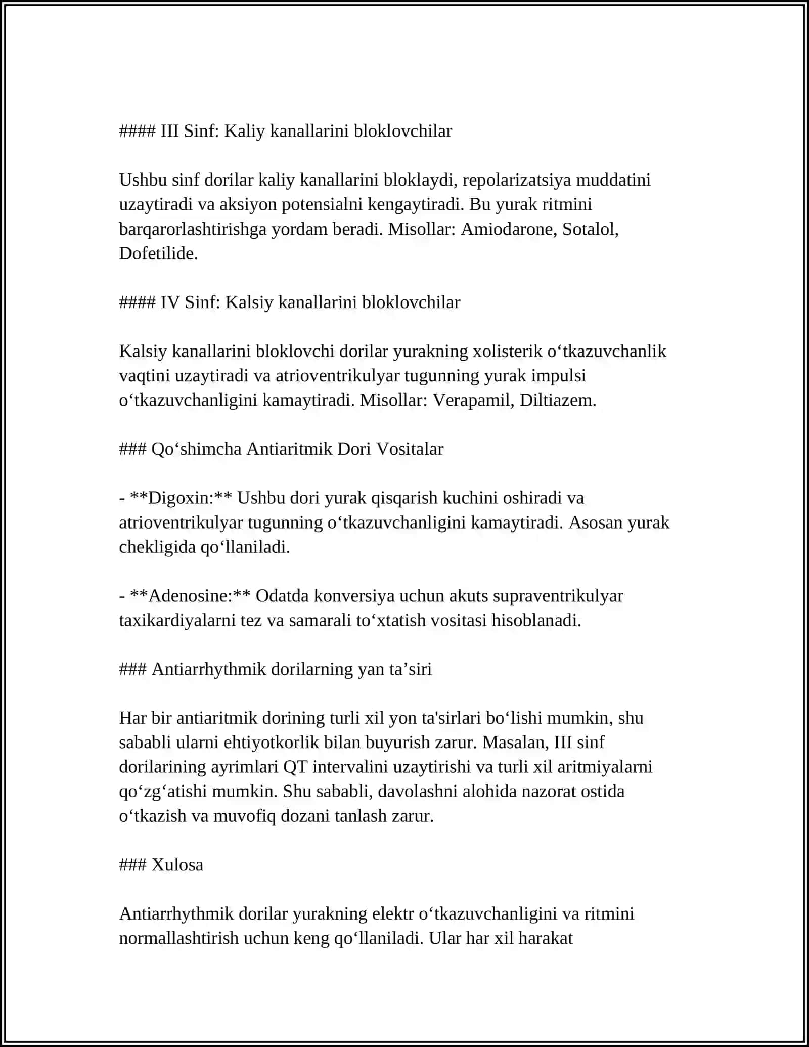 ANTIARITMIK DORI VOSITALAR TASNIFI 4