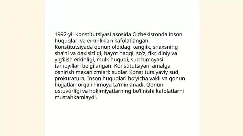 O'zbekistonda inson huquqlari va erkinliklarini kafolatlashning tarixi 4