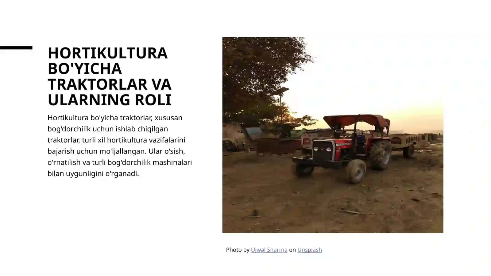 Bog'dorchilik uchun muljallangan traktorlarning tasnifi 4