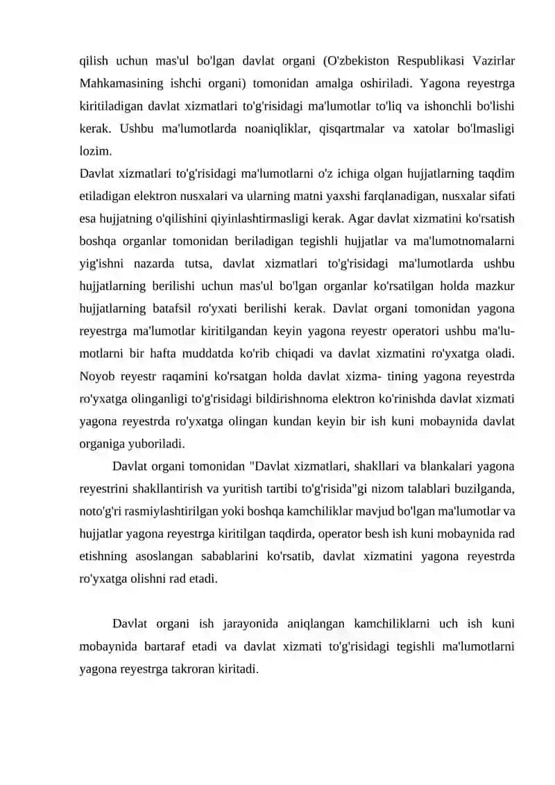 Ommaviy xizmatlarni ko’rsatish tartib-taomillari 4