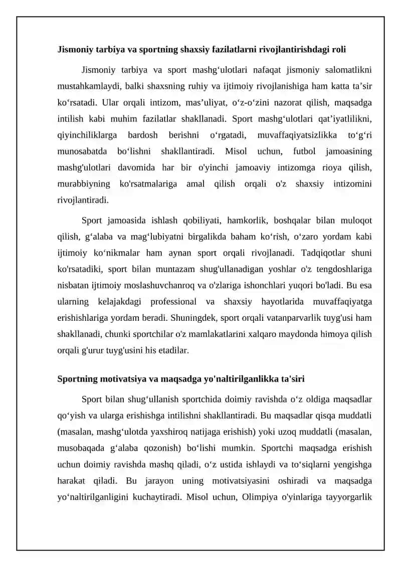 Sport shaxsini shakllantirishda jismoniy tarbiya va sportning o'rni 4