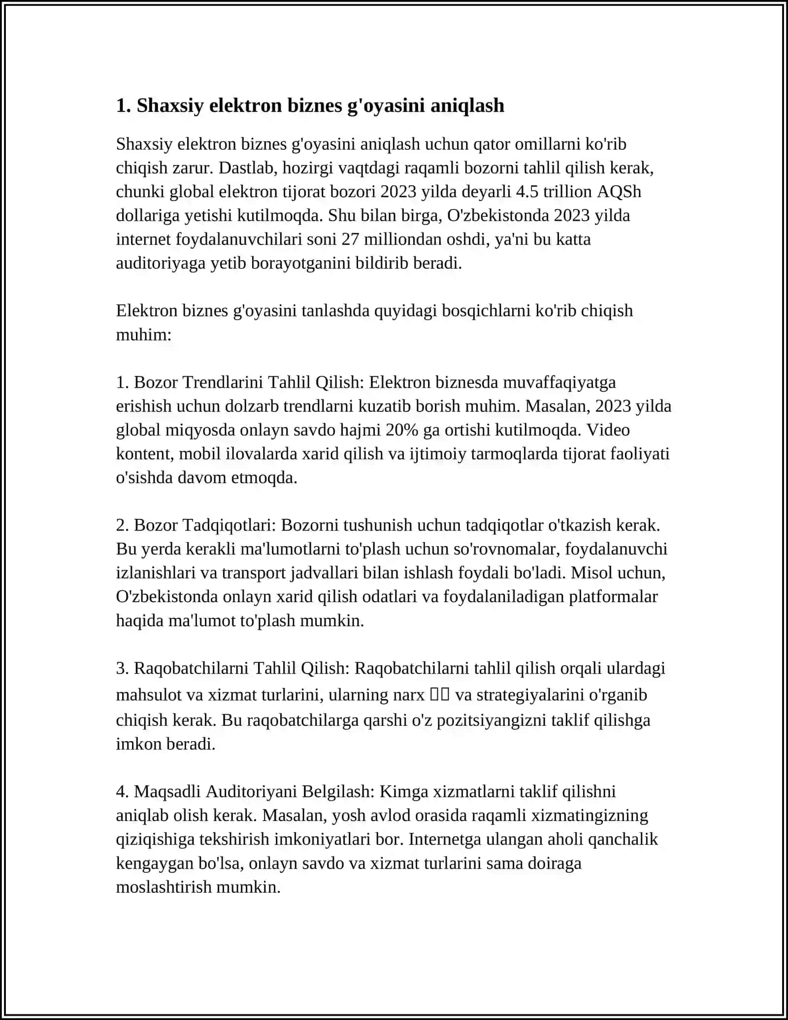 SHAXSIY ELEKTRON BIZNESNI YARATISH 4