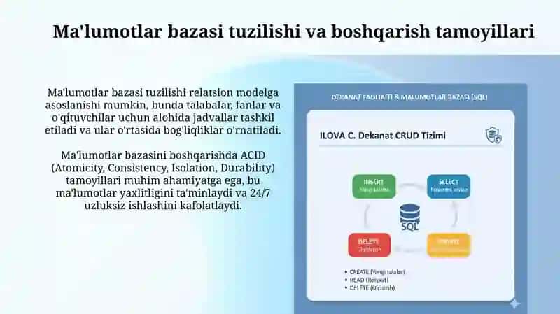 Dekanat faoliyati va Ma'lumotlar bazasi 4