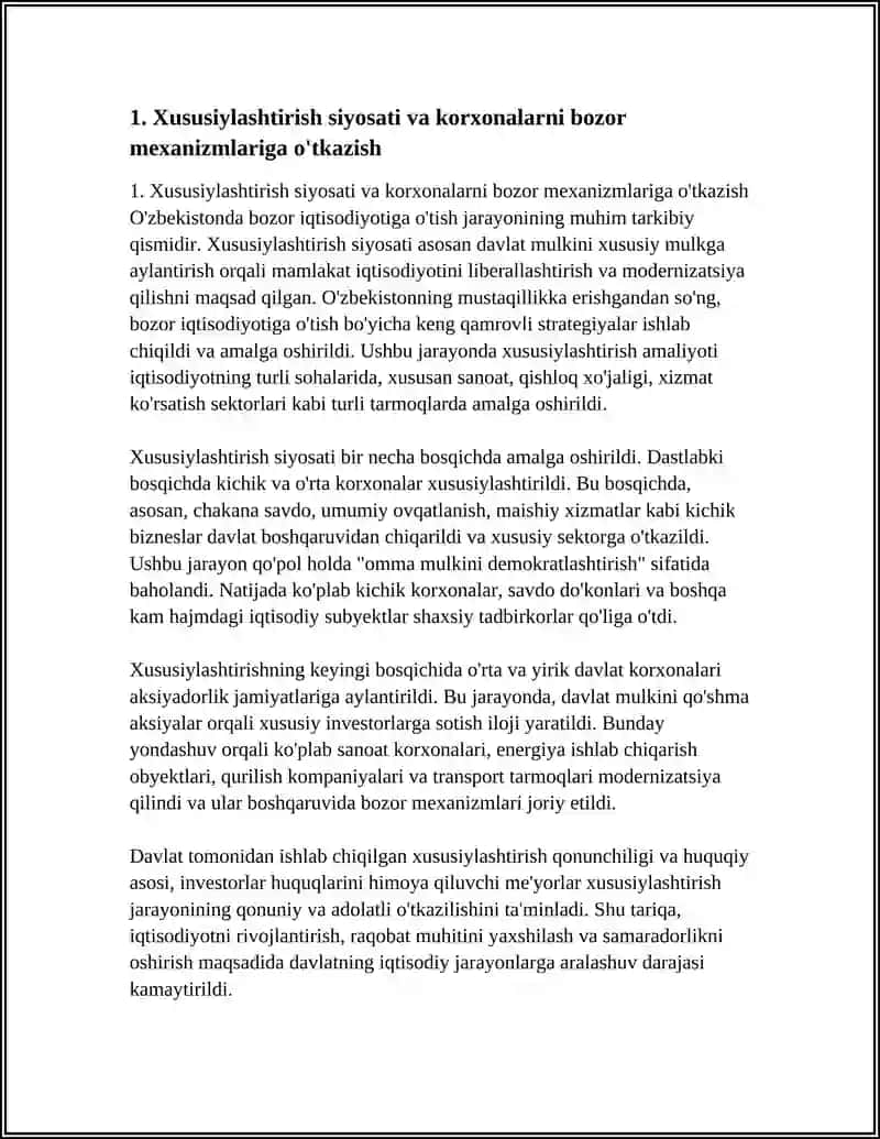 O'ZBEKISTONDA BOZOR IQTISODIYOTIGA O'TISH YO'LLARI 4