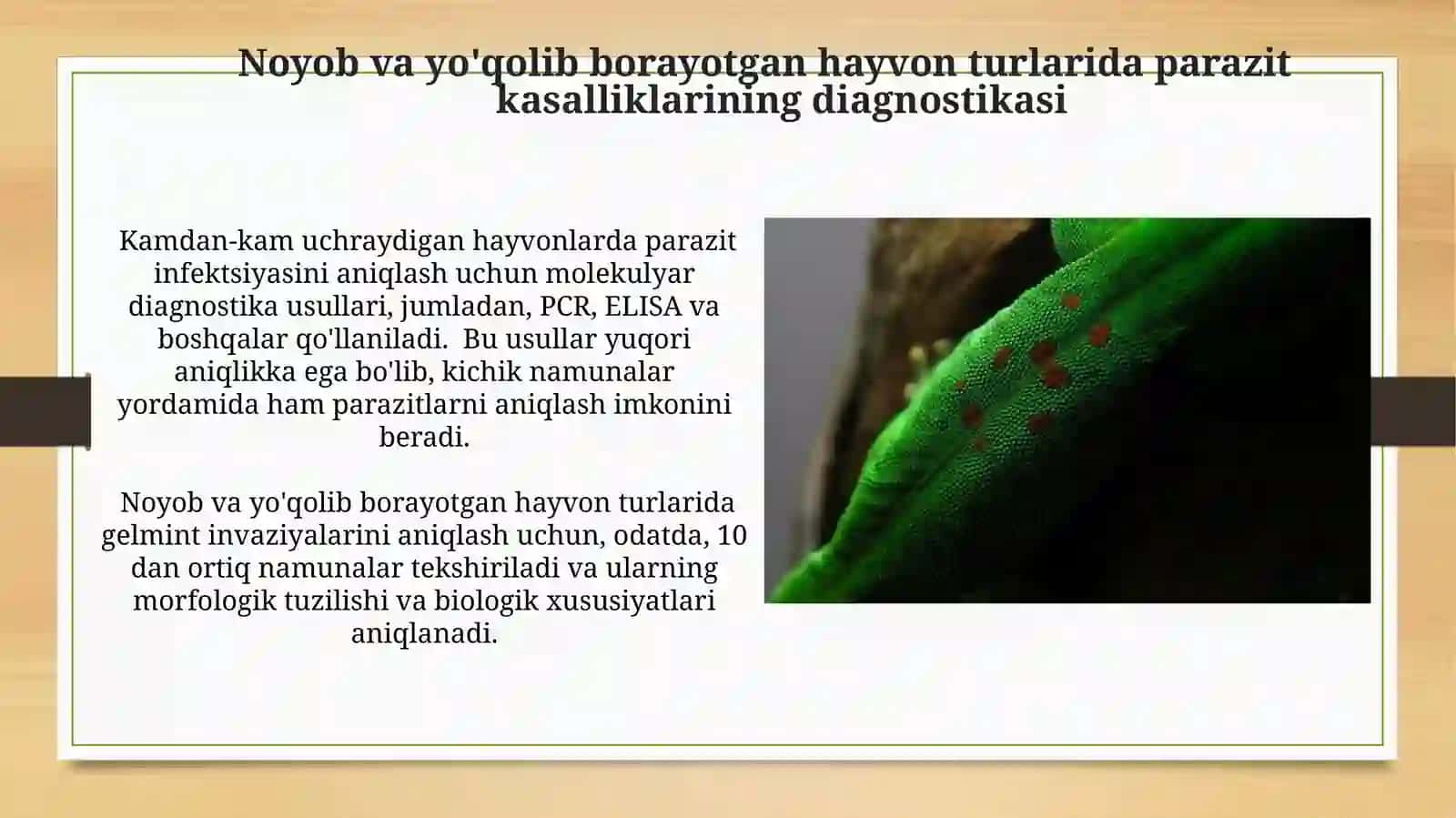 Noyob va Yoxshi Saqlangan Hayvon Turlarida Parazit-Xujayra Munosabatlari 4