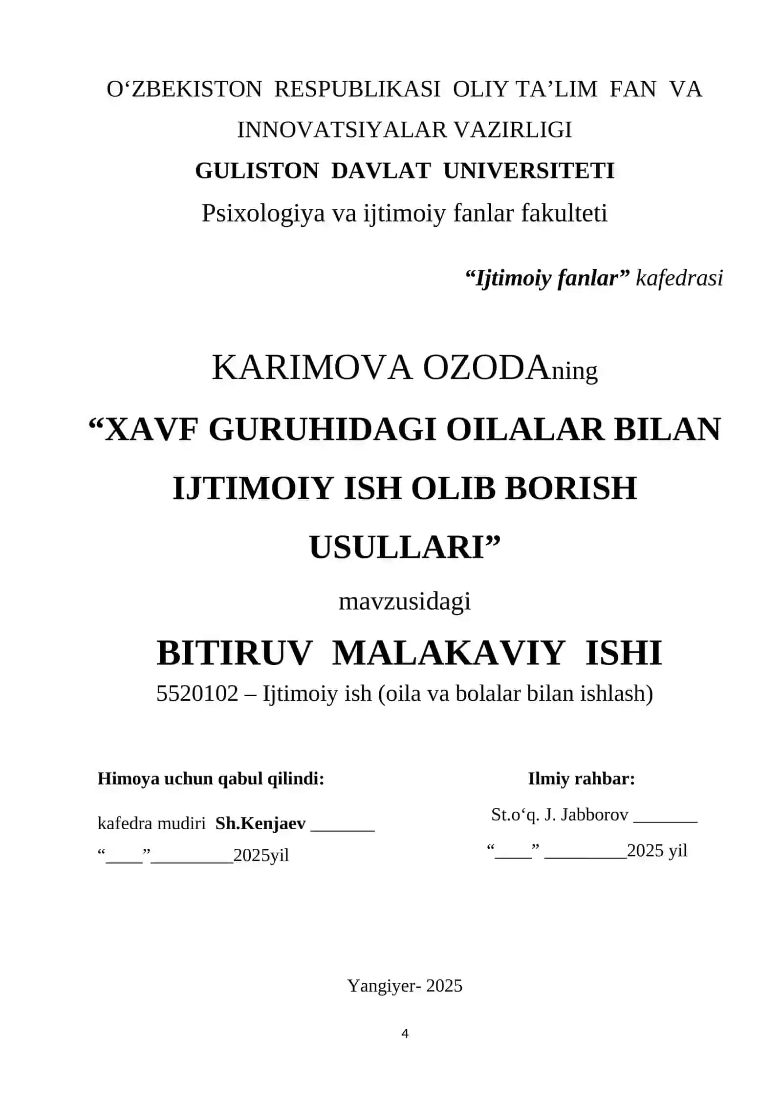 XAVF GURUHIDAGI OILALAR BILAN IJTIMOIY ISH OLIB BORISH USULLARI 4