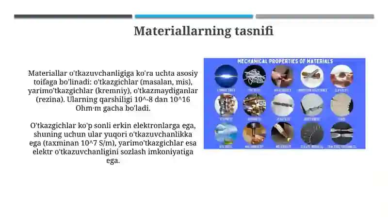 Elektr oʼtkazuvchanlikning turli sharoitlarda oʻzgarish 4