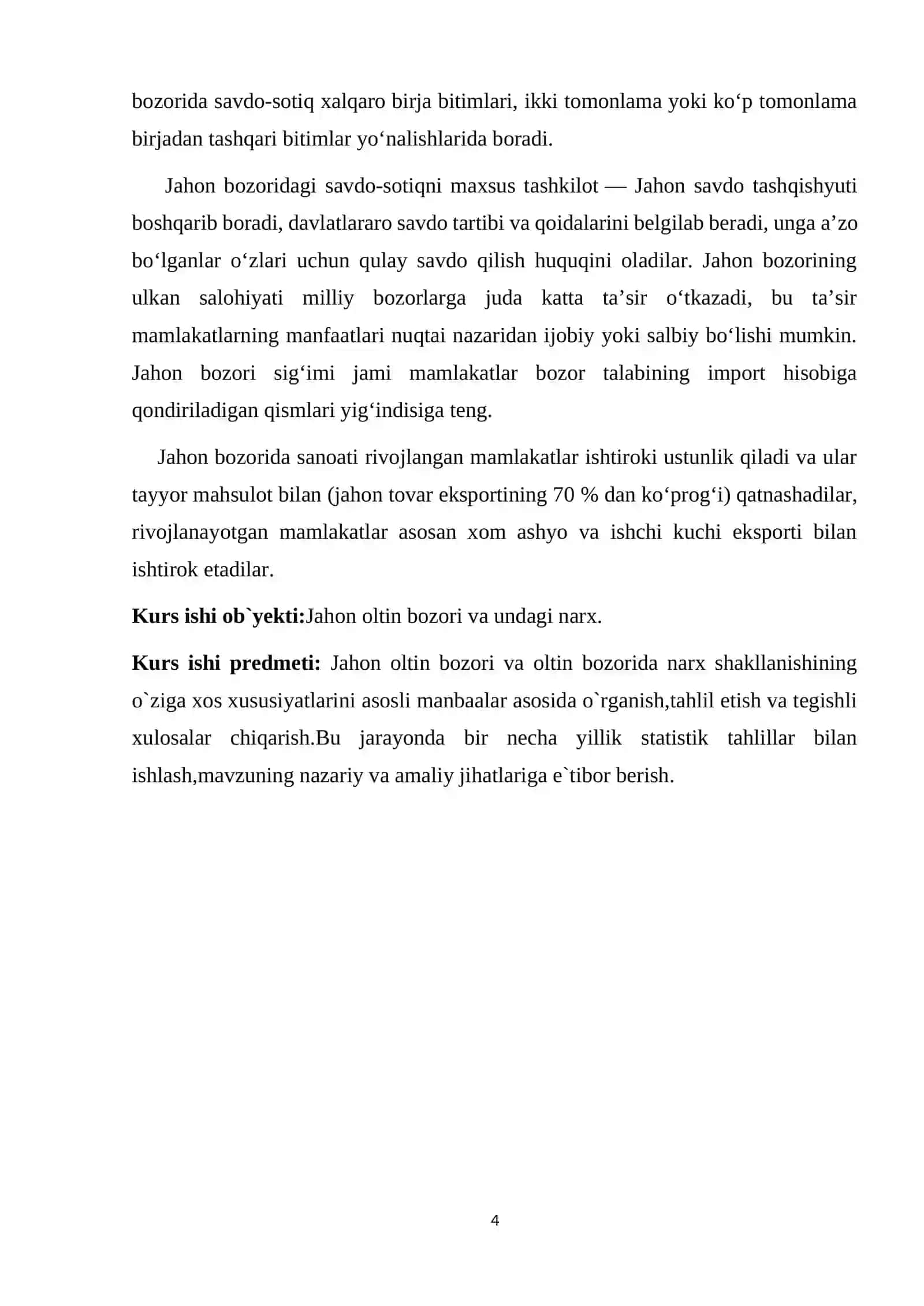 Jahon oltin bozori va oltin bozorida narx shakllanishining o`ziga xos xususiyatlari 4