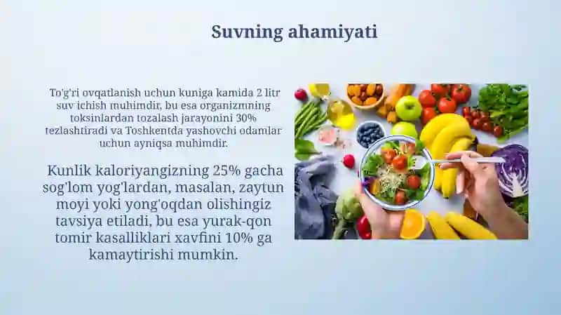 Sog'lom Ovqatlanish haqida tushuncha 4