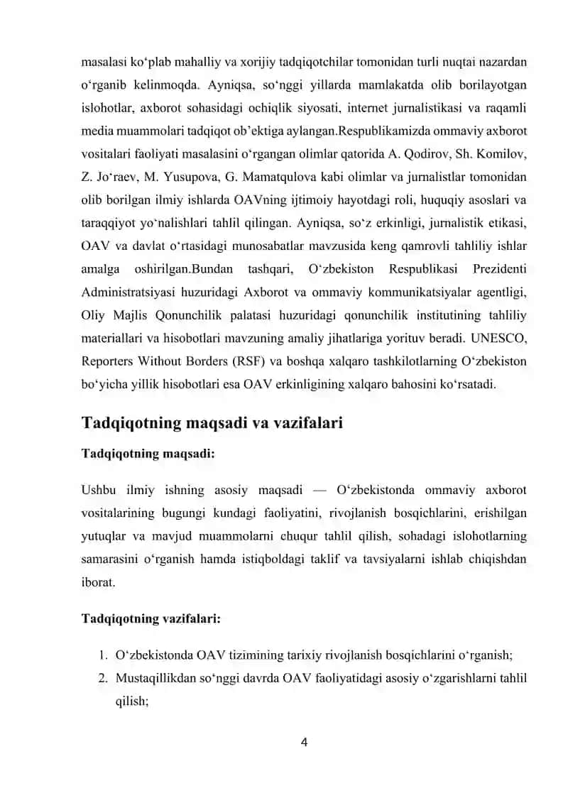 O’zbekistonda Ommaviy axborot vositalari faoliyati 4