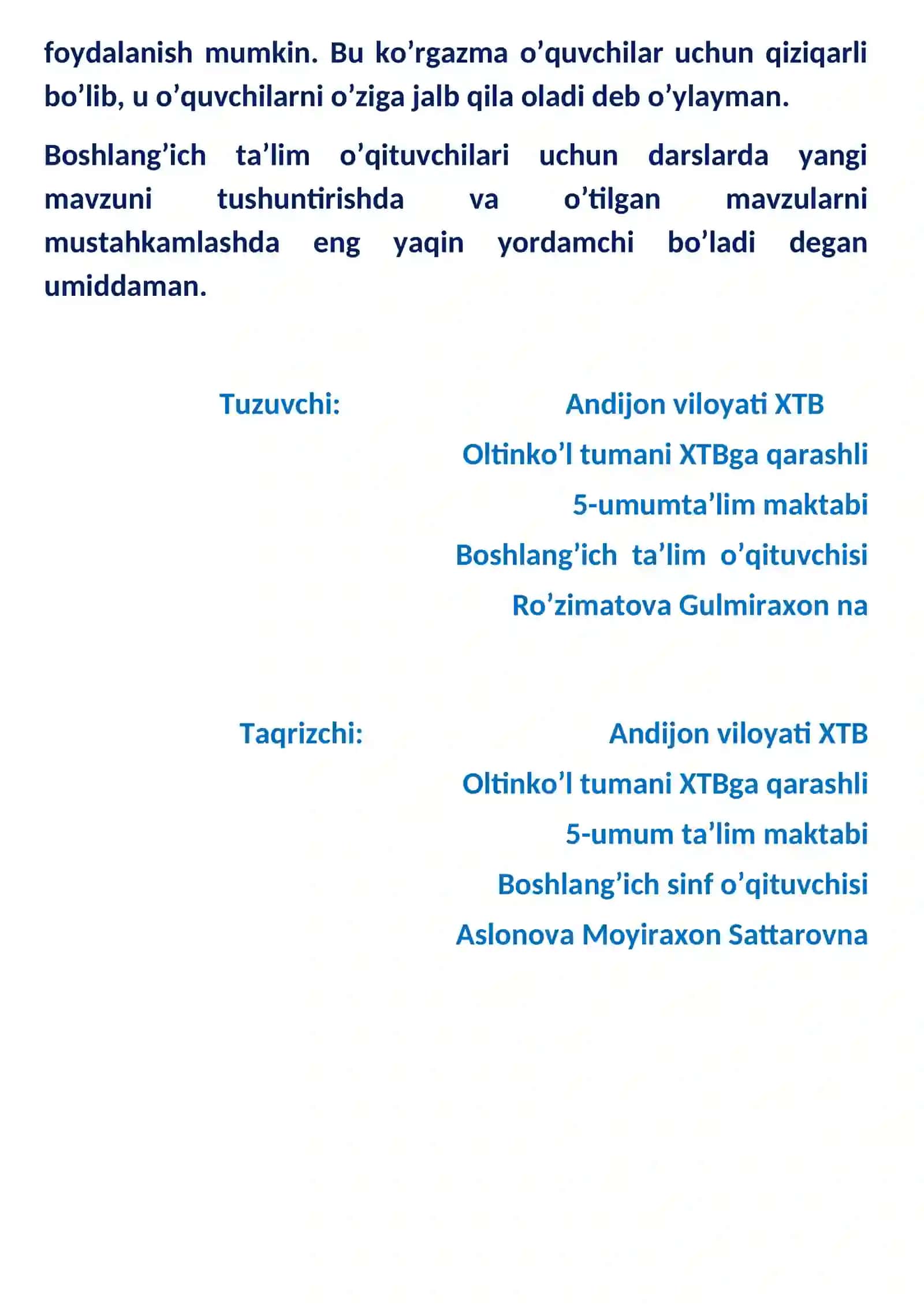 1-4 sinf Boshlang'ich sinflar uchun ko'rgazmali doska 4