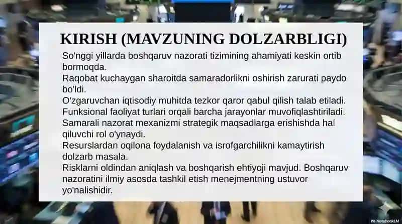 FUNKSIONAL FAOLIYAT TURLARI ASOSIDA BOSHQARUV NAZORATINIТАKОMILLASHTIRISH 4
