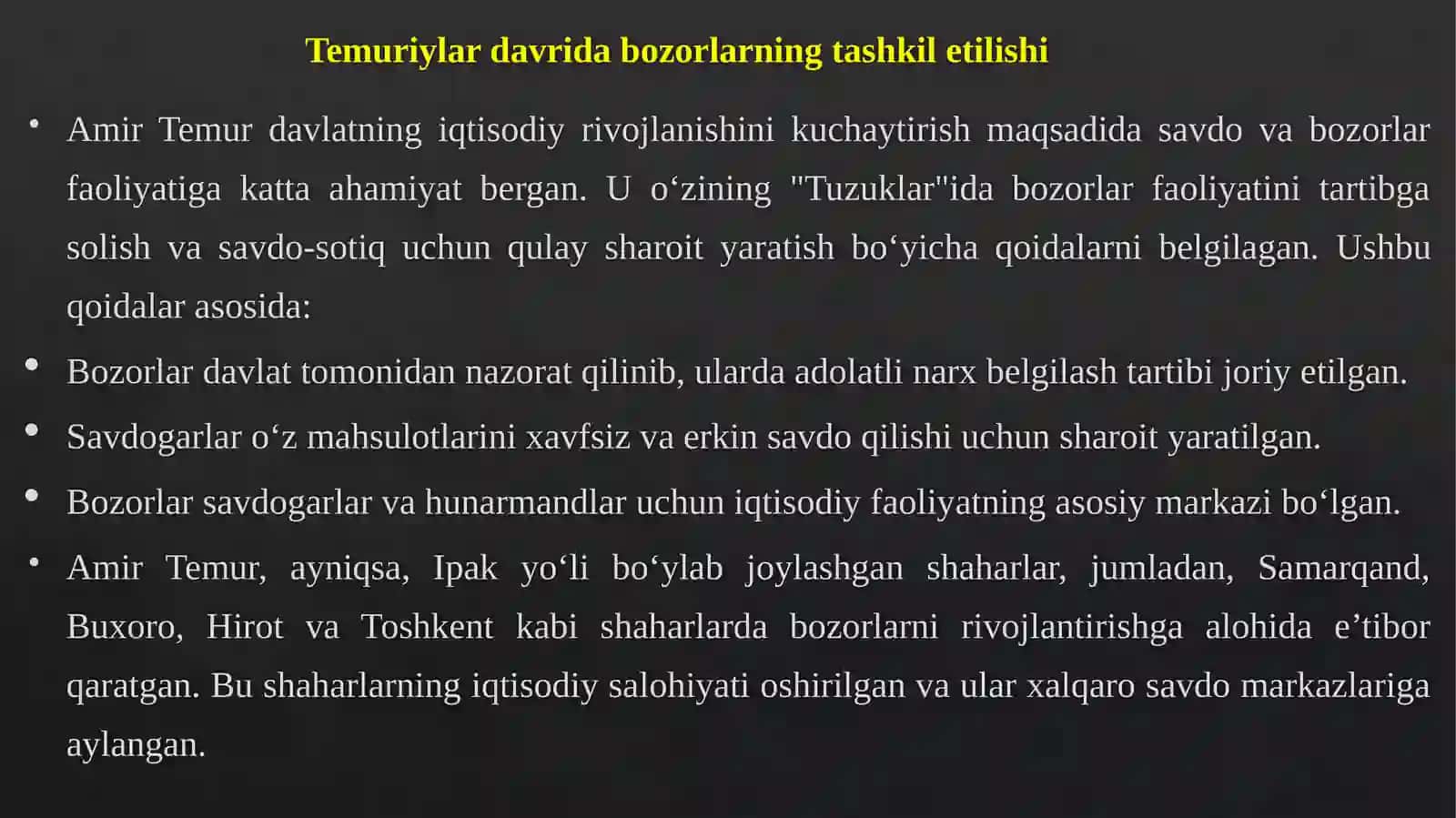 Temuriylar Davlatida Bozorlarning Ijtimoiy va Madaniy Hayotda Tutgan O‘rni 4