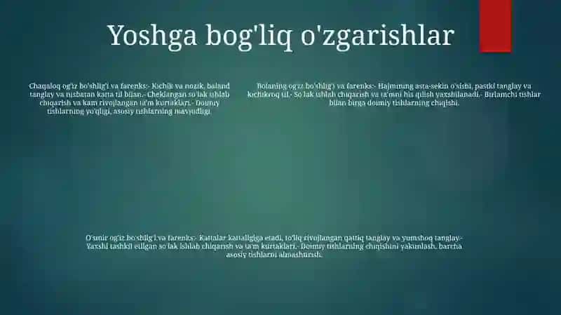 Bolalarda OgʻIz BoʻShligʻI Halqum QiziloʻNgach Anatomo Fiziologik Xususiyatlari 4