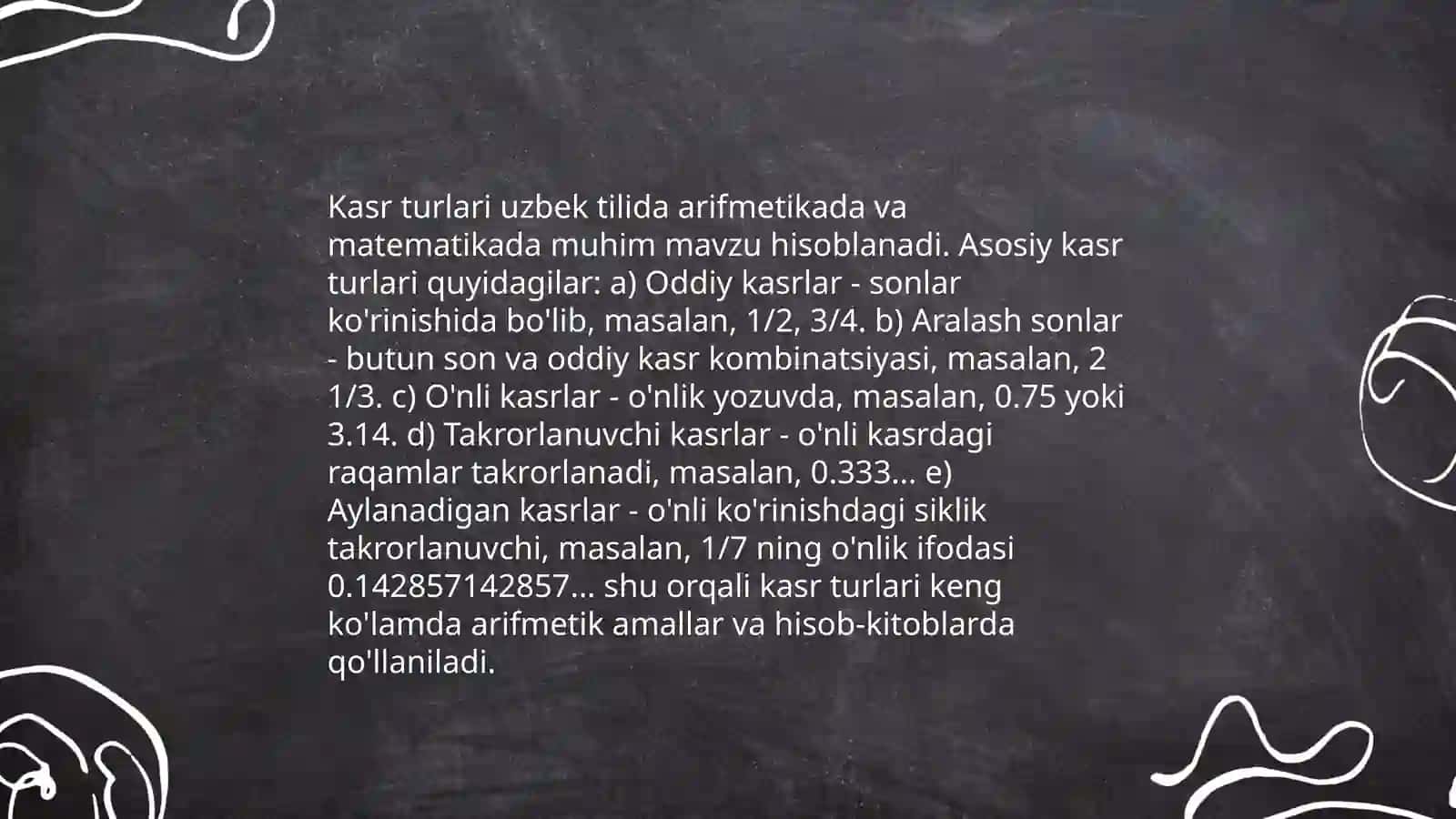Matematikadan kasr haqida 4