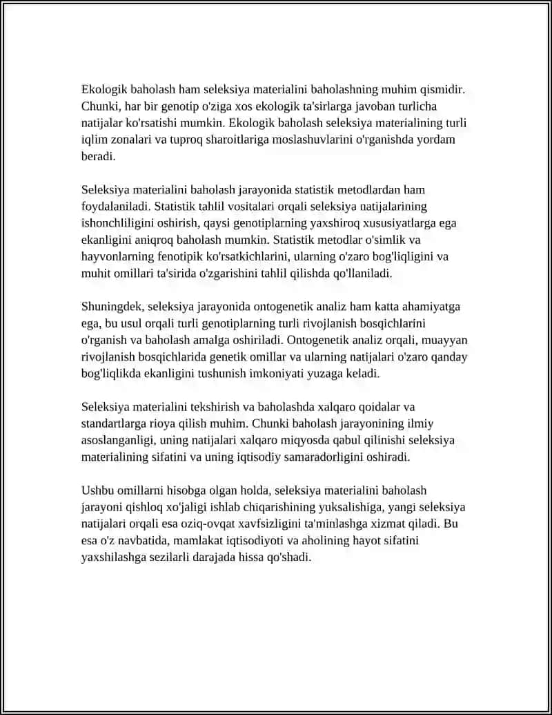 SELEKSIYA MATERIALINI BAHOLASH 4