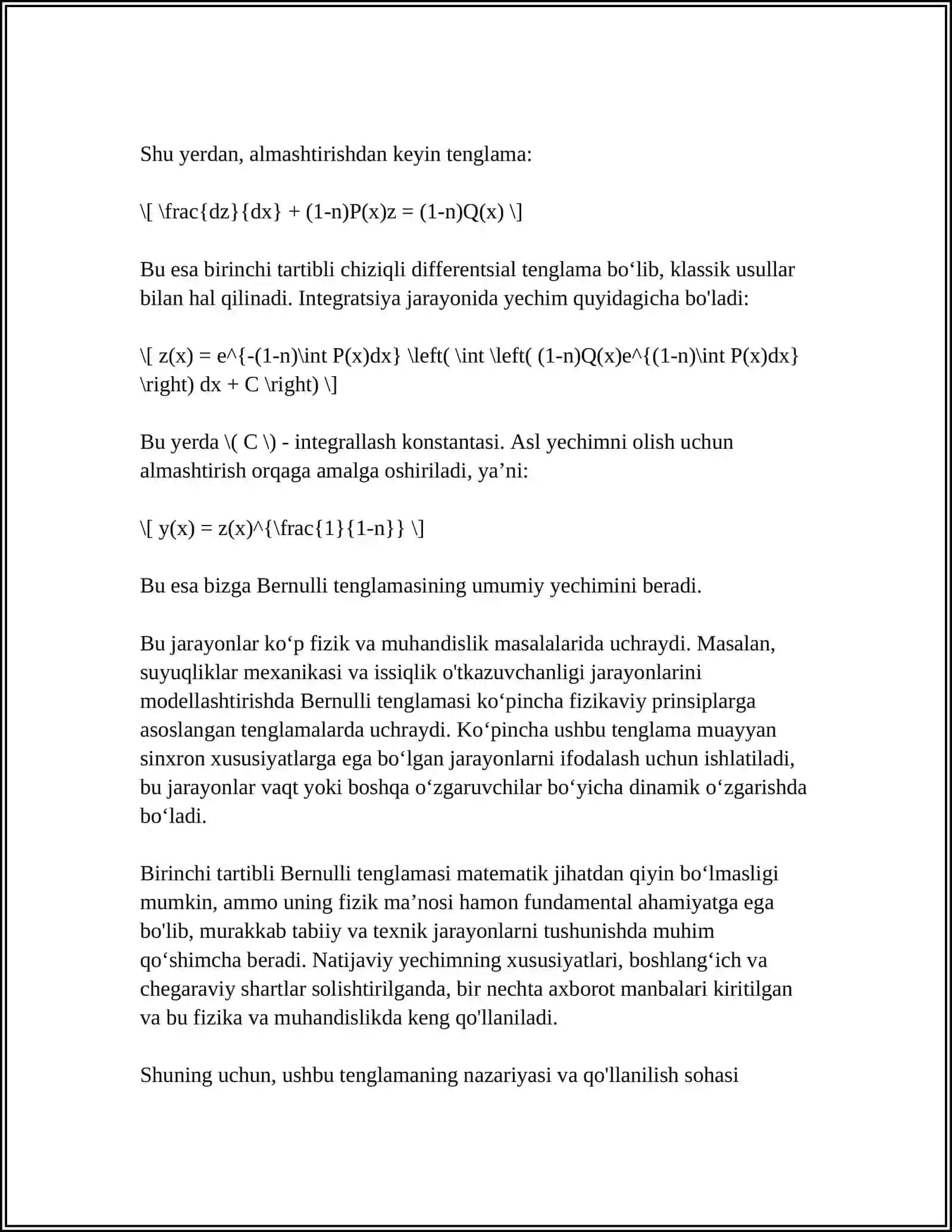 BERNULLI TENGLAMASI 4