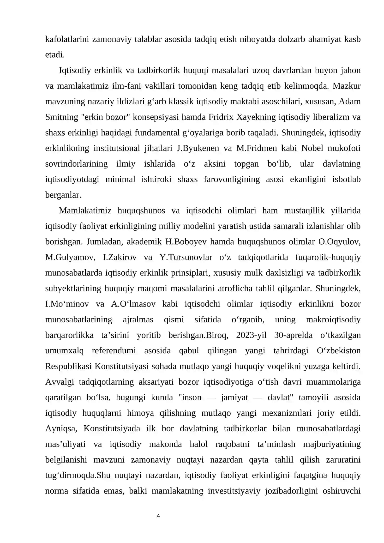 Iqtisodiy faoliyat erkinligi kurs ishi 4