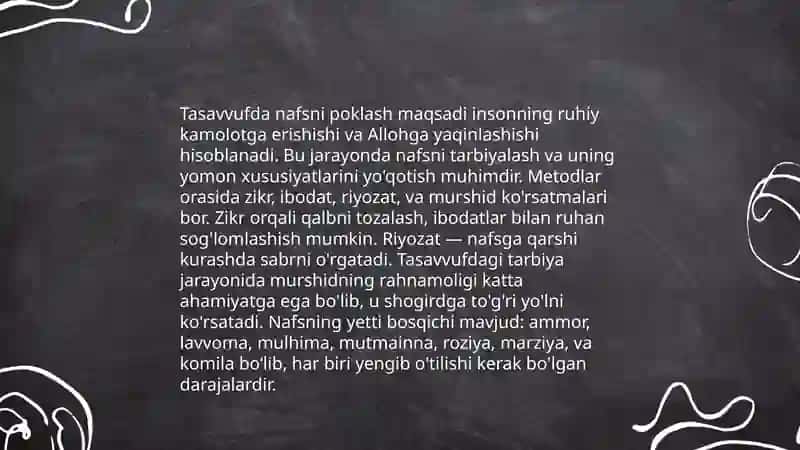 Tasavvuf ta'limotida Qurondagi nafs tarbiyasi, zuhd va zohidlikka oid ģoyalarning rivojlanishi 4