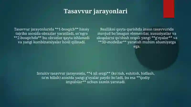 Xayol haqida tushuncha.Xayol jarayonlari va turlari 4