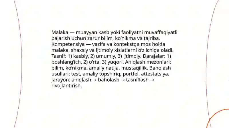 Faoliyatning oʻzlashtirilishi va malakalarini egallash 4