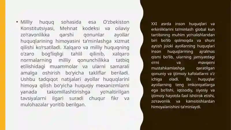 Ayollar huquqlari va manfaatlari tushunchasi 4