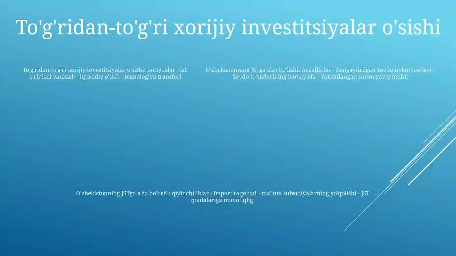 O'Zbekistonning Jahon Savdo Tashkilotiga A'Zo Bo'Lish Istiqbollari(Foyda) Va Muammolari(Zararlari) 4
