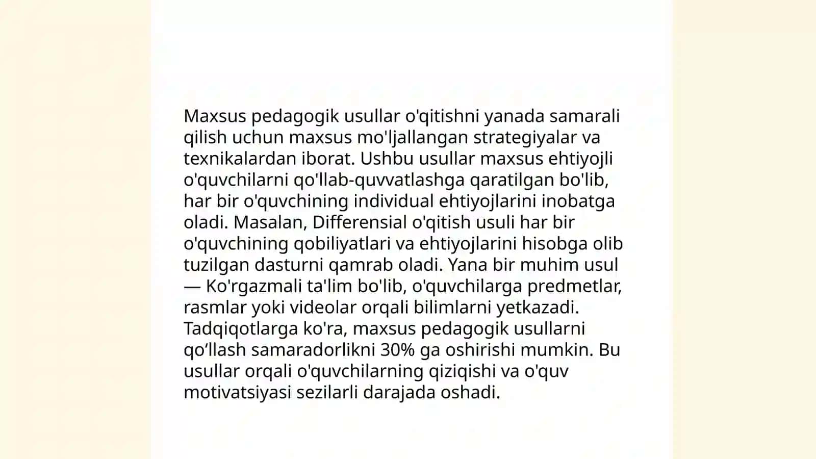 Alohida ta'lim ehtiyojlari bo'lgan bolani samarali inklyuziyasi uchun ichki sharoitlar 4