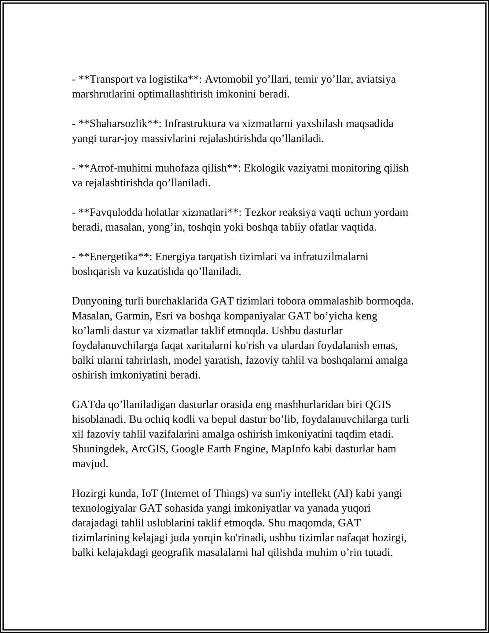 GEOGRAFIK AXBOROT TIZIMLARI TEXNOLOGIYASI HAQIDA MA'LUMOT 4