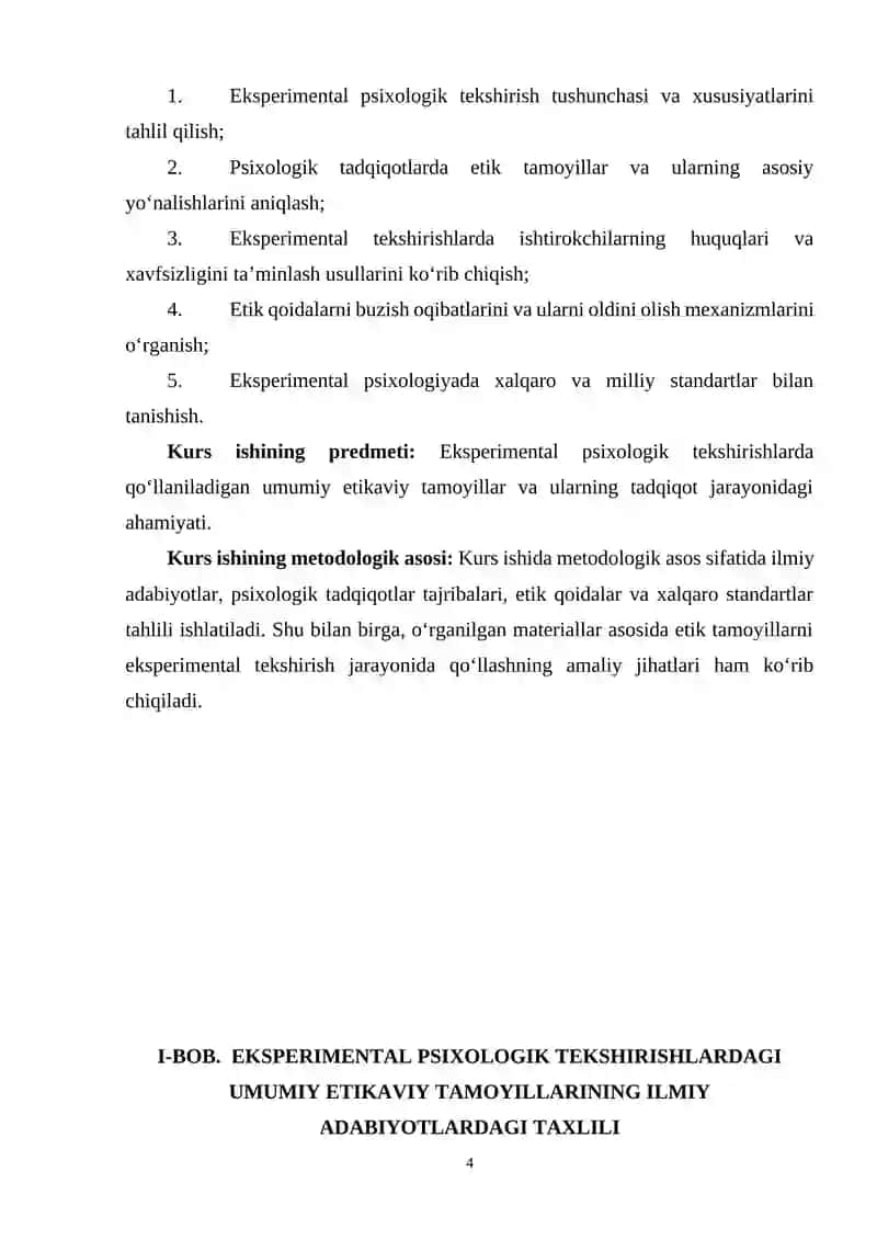 Eksperimental psixologik tekshirishlardagi umumiy etikaviy tamoyillar 4