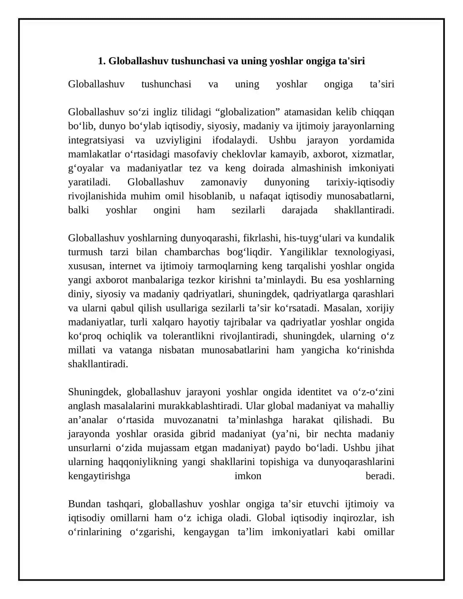 Globallashuv jarayonida yoshlar ongiga ta’sir etuvchi omillar 4